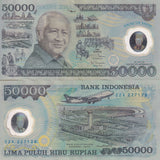 Indonesia 50000 Rupiah 1993 P 134 Polymer Soeharto, Soekarno-Hatta XF
