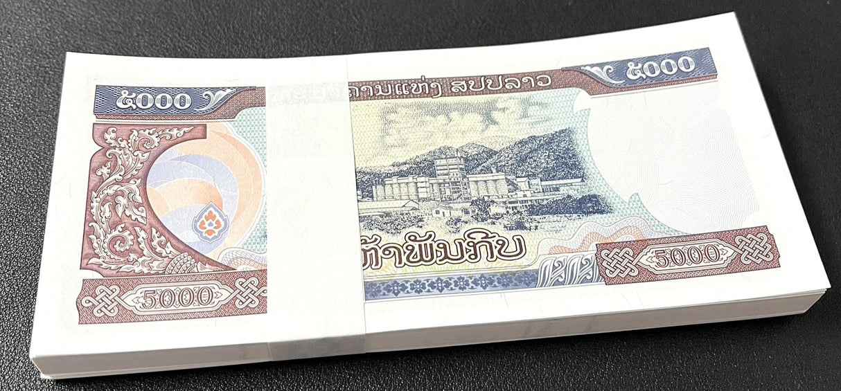 Laos 5000 Kip 2020/2022 P 41Aa UNC LOT 100 PCS 1 Bundle