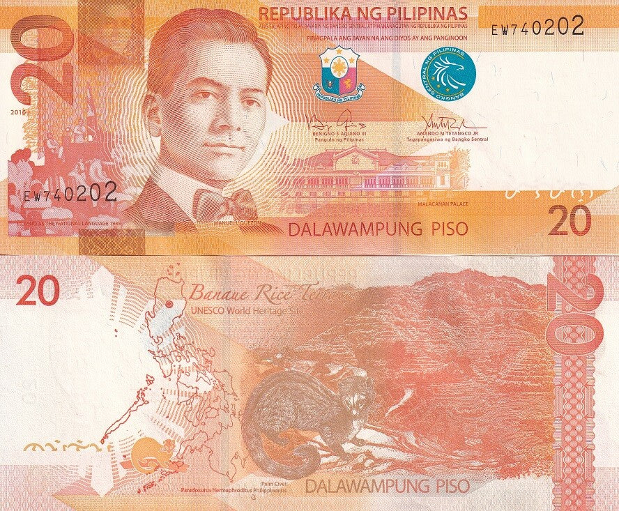 Philippines 20 Piso 2016J P 206 UNC