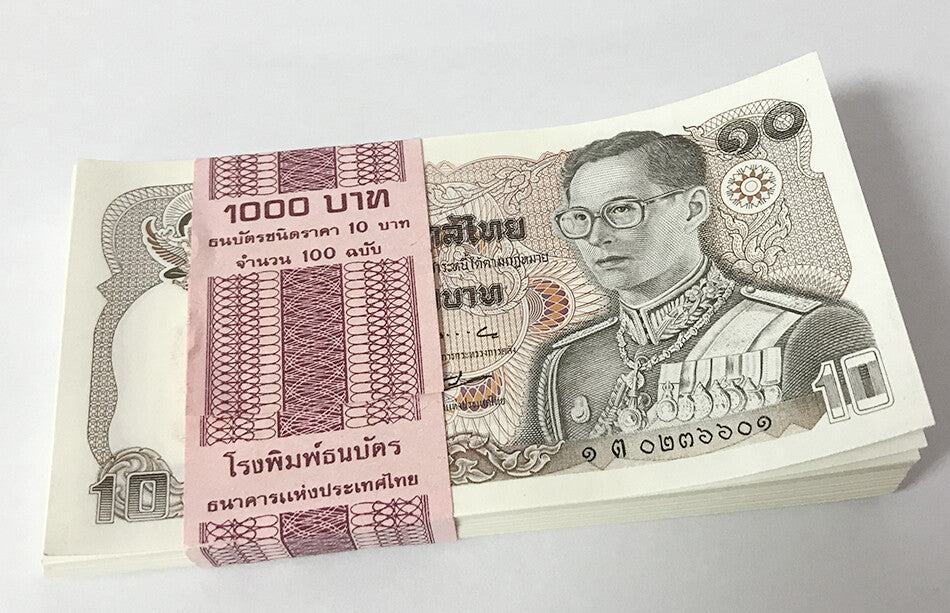 THAILAND 10 BAHT ND 1980 P 87 UNC LOT 100 PCS 1 BUNDLE RAMA IX PNB