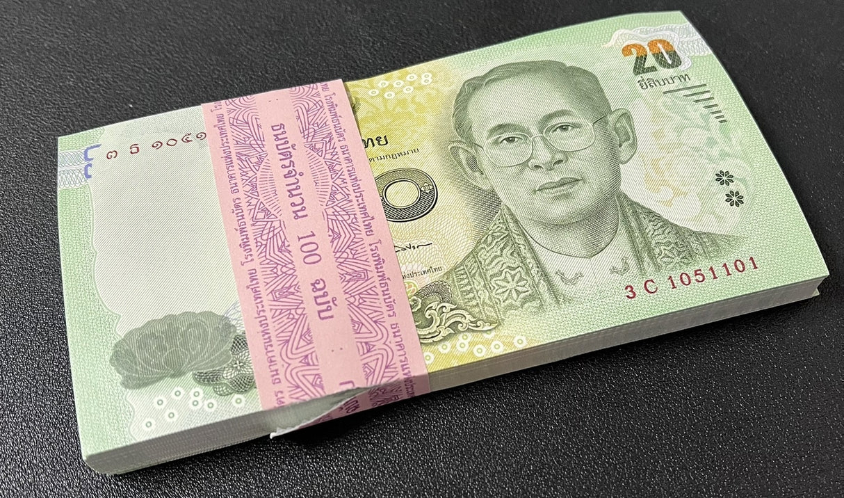 Thailand 20 Baht ND 2013 - 2016 P 118 Random Signature UNC LOT 100 PCS 1 Bundle
