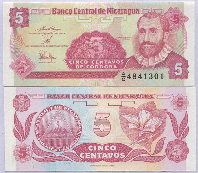 Nicaragua 5 centavo 1991 P 168 UNC, Francisco Hernandez de Cordoba