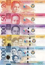 Philippines Set 5 UNC 20 50 100 500 1000 Random Years P 230 231 232 234 235