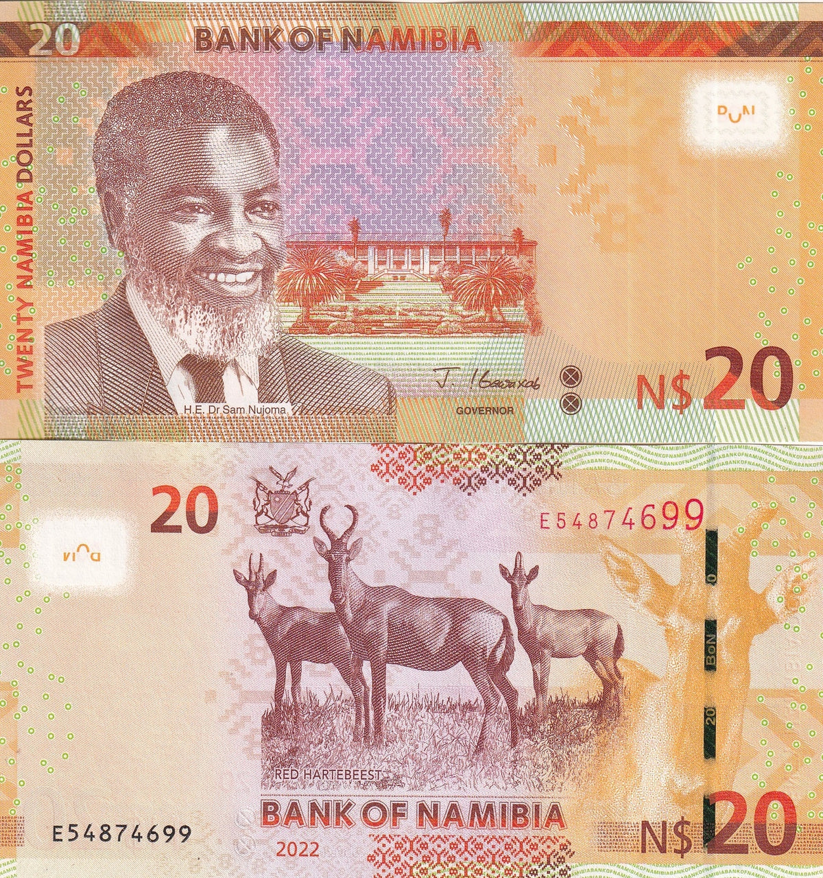 Namibia 20 Dollars 2022 P 17 UNC