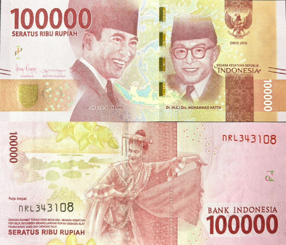Indonesia 100000 Rupiah 2016/2024 P 160 UNC Raja Ampat Archipelago