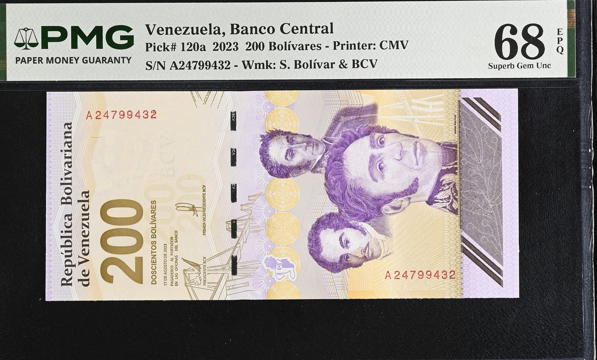 Venezuela 200 Bolivares Digitales 2023 P 120 a Superb Gem UNC PMG 68 EPQ