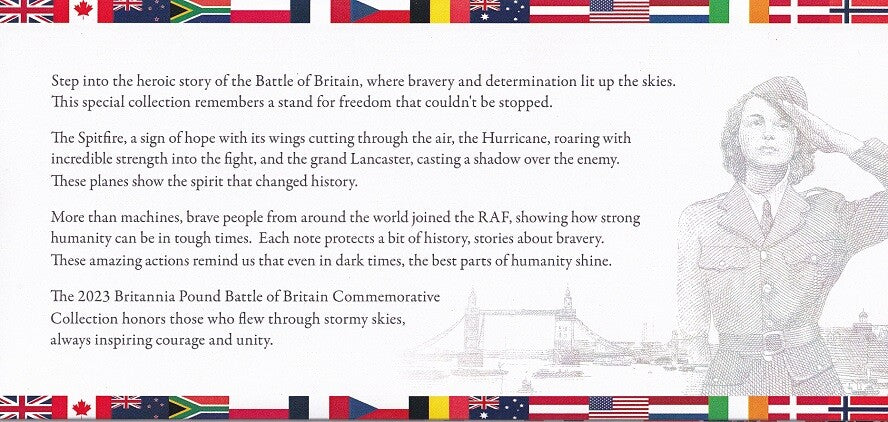 Set 3 Battle of Britain Commemorative 2023 Britannia Pound Collection W/Folder