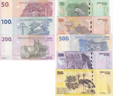 Congo Set 8 Pcs 50 100 200 500 - 10000 20000 FRANCS 2002-2022 P 96 - 104d UNC