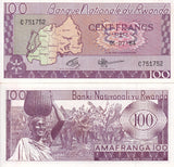 Rwanda 100 Francs 1964 P 8 a AUnc