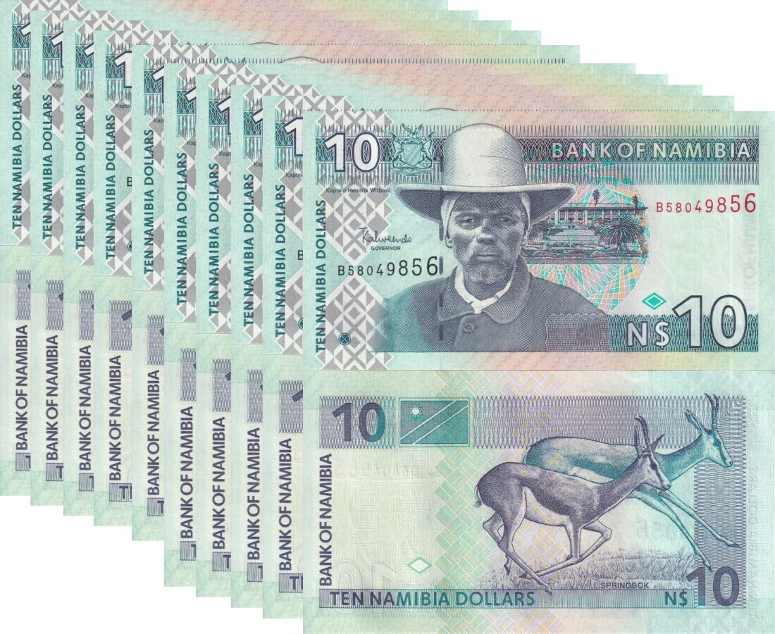 Namibia 10 Dollars ND 2001 P 4 c UNC LOT 10 PCS