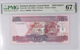 Solomon Islands 10 Dollars ND 1996 P 20 s Specimen Superb Gem UNC PMG 67 EPQ