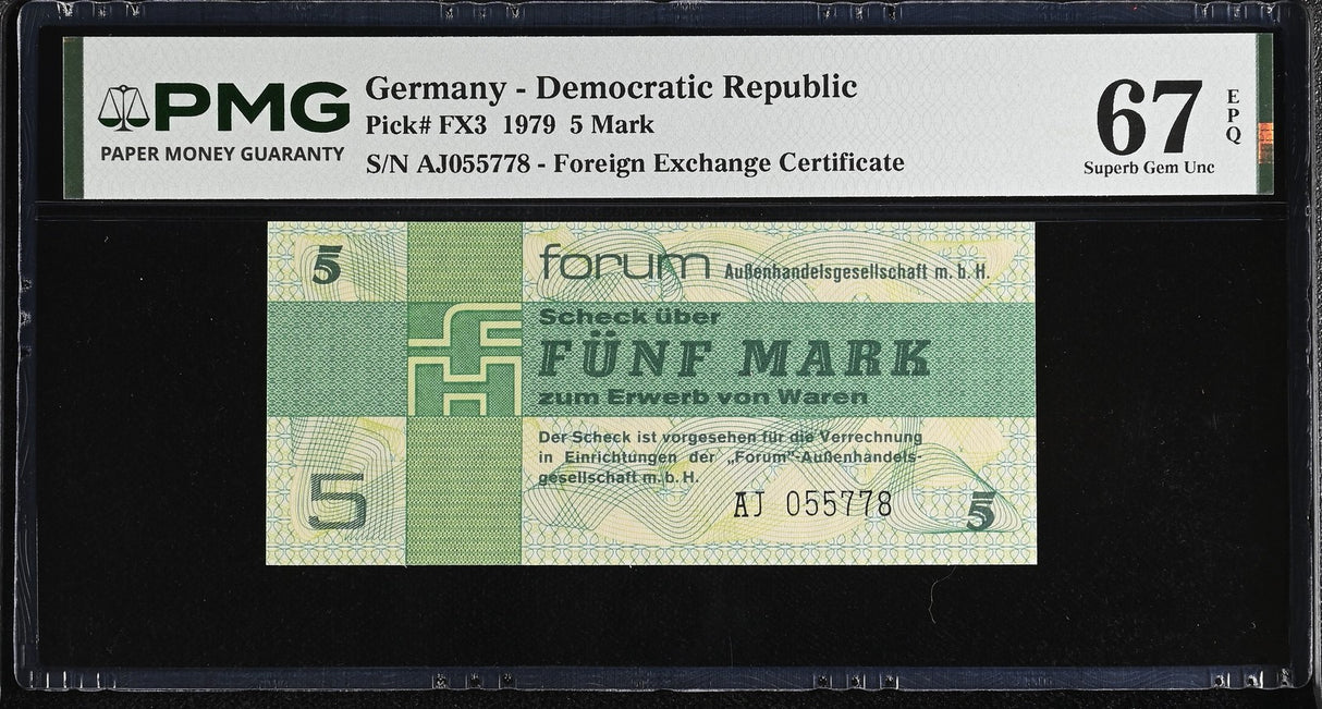 Germany 5 Mark 1979 P FX3 Superb Gem UNC PMG 67 EPQ
