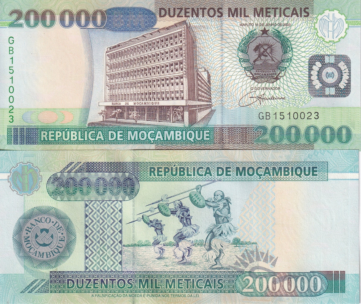 Mozambique 200000 Meticais 2003 P 141 UNC