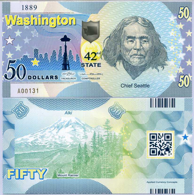 UNITED STATE USA. 50 Dollars 2020 POLYMER 42nd Washington Seattle