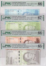 Venezuela Set 4; 10000-50000 200k Bolivares 2020 P 112 Gem UNC PMG 65 66 67 EPQ