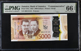 Jamaica 5000 Dollars 2022 P 101 Polymer Commemorative Gem UNC PMG 66 EPQ