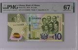 Ghana 10 Cedis 2019 P 47 a Superb Gem UNC PMG 67 EPQ