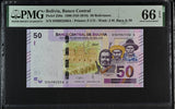 Bolivia 50 Bolivianos 1986 ND 2018 P 250 a Gem UNC PMG 66 EPQ
