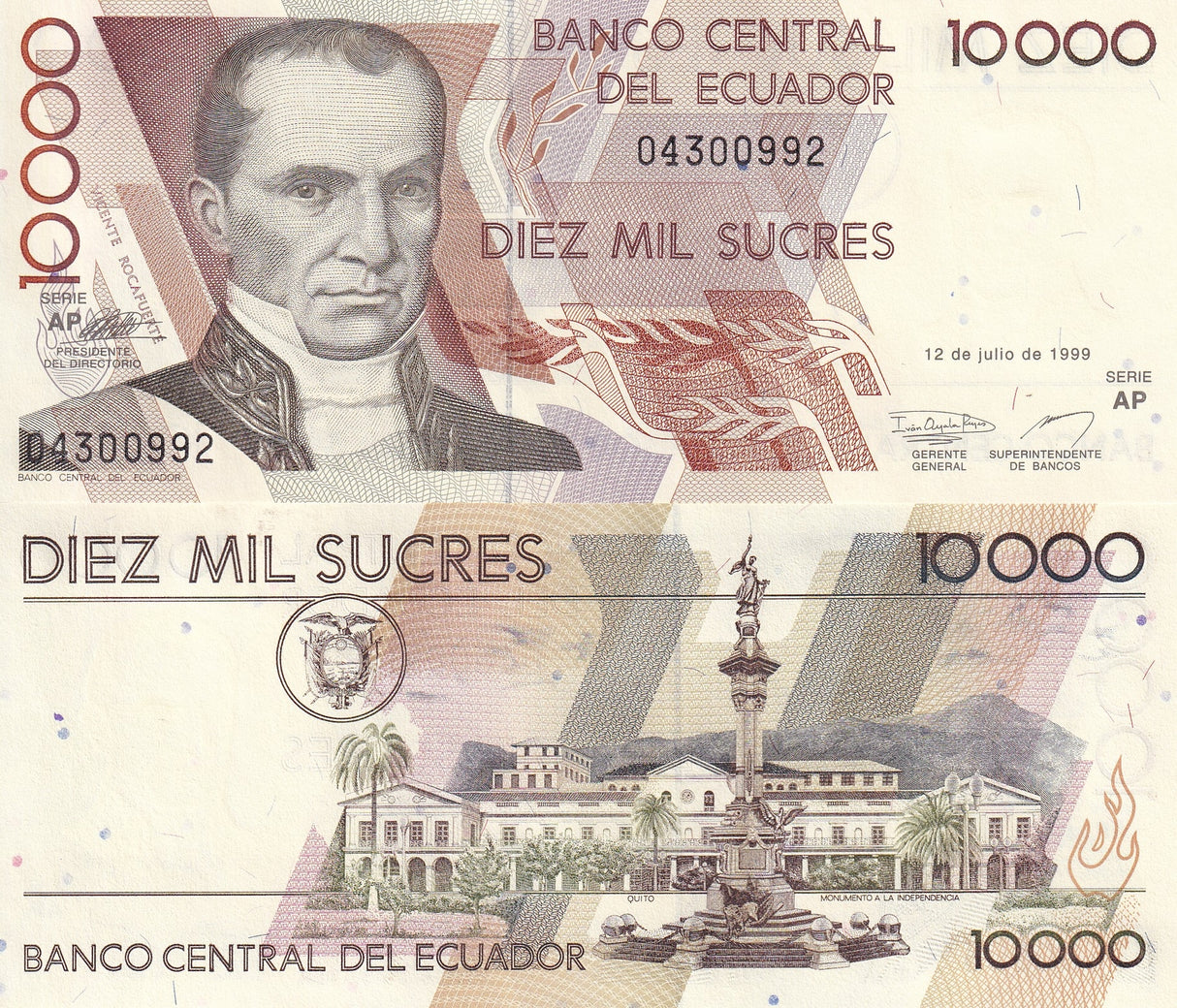 Ecuador 10000 Sucres 1999 P 127 UNC