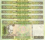 Guinea 500 Francs 2006 P 39 a UNC Lot 5 Pcs, Woman, Mining conveyor
