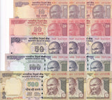 India Set 5 x Lot 3 = 15 UNC 10 20 50 100 500 Rupees Random Year P 102 103 - 106
