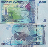 Uganda 2000 Shillings 2022 P 50 UNC John Hanning Speke monument Jinja