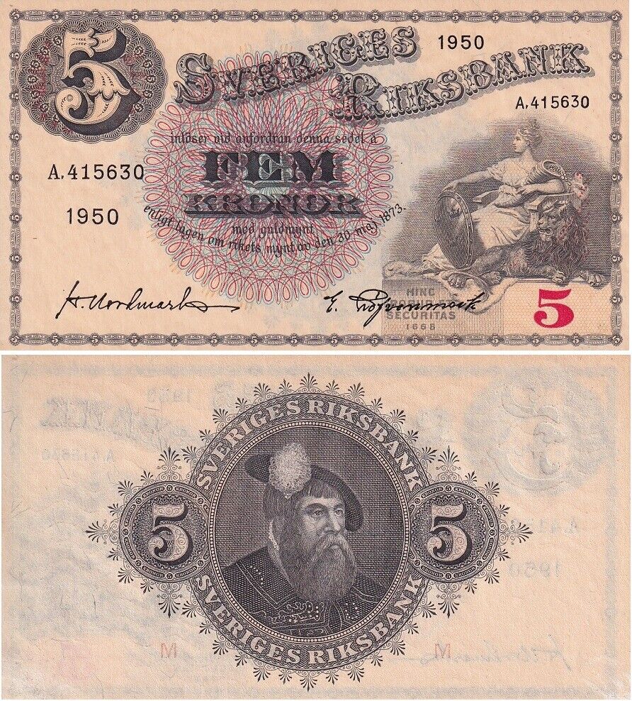 Sweden 5 Kronor 1950 P 33 UNC
