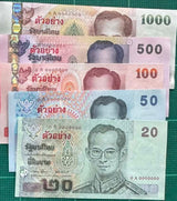 Thailand SET 5 AU-UNC 20 50 100 500 1000 Baht ND P 107 109 112 114 115 SPECIMEN