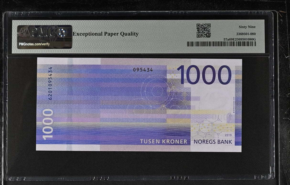 Norway 1000 Kroner 2019 P 57 a Superb Gem UNC PMG 69 EPQ TOP POP