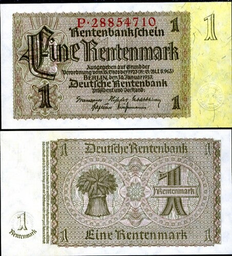 Germany 1 Rentenmark 1937 P 173 UNC