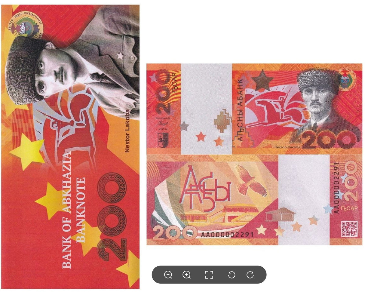 ABKHAZIA 200 Apsar 2026 Commemorative P 6 Nestor Lakoba UNC With Folder