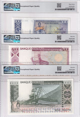 Mauritania SET 3 100 200 1000 Oug 1975-77 P 3A 3B 3C Superb UNC PMG 66 67 EPQ