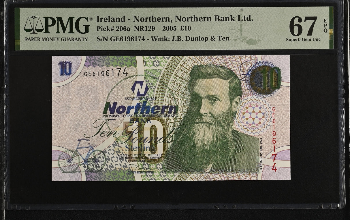 Northern Ireland 10 Pounds 2005 P 206 a Superb Gem UNC PMG 67 EPQ