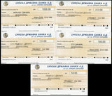 Yugoslavia Cheque SET 5 AUnc 50 100 150 250 1000 DINARA 1996 AUnc AU