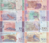 Venezuela Set 8 UNC 2 5 10 20 50 200 500 Soberanos 2018 P 101 102 103 104 - 108