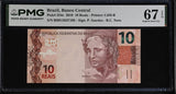 Brazil 10 Reais 2010 P 254 e Superb Gem UNC PMG 67 EPQ TOP POP