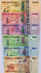 Uganda Set 6 UNC 1000 2000-50000 Shillings Random Date P 49 50 51 52 53 54