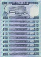 Zambia 10 Kwacha ND 1980/1988 P 26 e UNC LOT 10 PCS