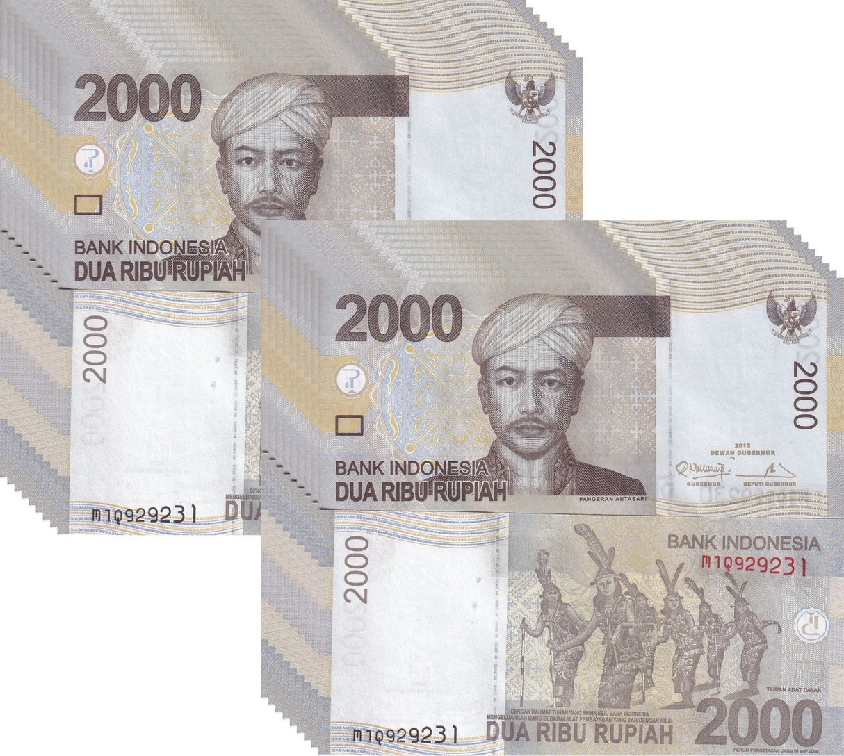 Indonesia 2000 Rupiah 2012/2009 P 148 d UNC LOT 20 PCS
