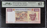Djibouti 1000 Francs 2005 P 42 a* Z Replacement Superb Gem UNC PMG 67 EPQ