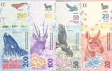 Argentina Set 4 Pcs 20 50 100 200 Pesos 2017 2018 2019 P 361 363 363Aa 364 UNC