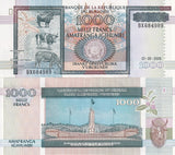 Burundi 1000 Francs 2000 P 39 c UNC , Cattle Unity monument, Bujumbura