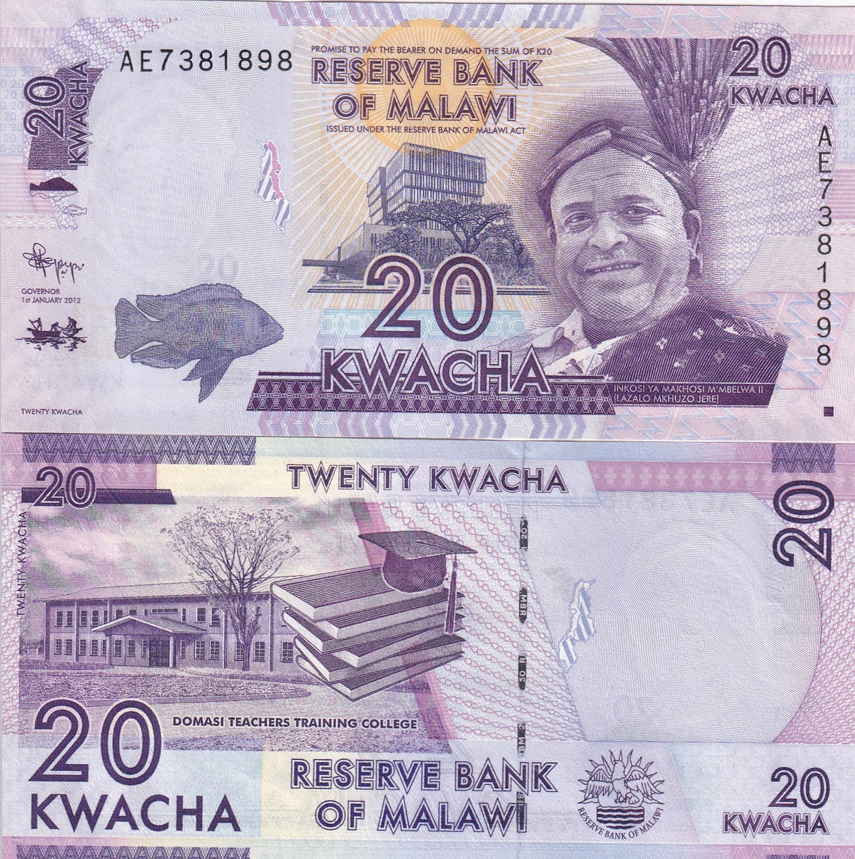 Malawi 20 Kwacha 2012 P 57 a UNC