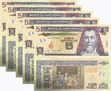 Guatemala 5 Quetzales 27 MAY 2020 P 122A UNC LOT 5 PCS