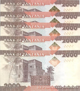 Tanzania 2000 Shillings ND 2020 P 42 New Sign UNC LOT 5 PCS