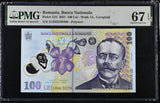 Romania 100 Lei 2021 P 121 l Polymer Superb Gem UNC PMG 67 EPQ