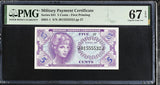Military Payment Certificate 5 Cents 1965 P M57 USA Superb Gem UNC PMG 67 EPQ