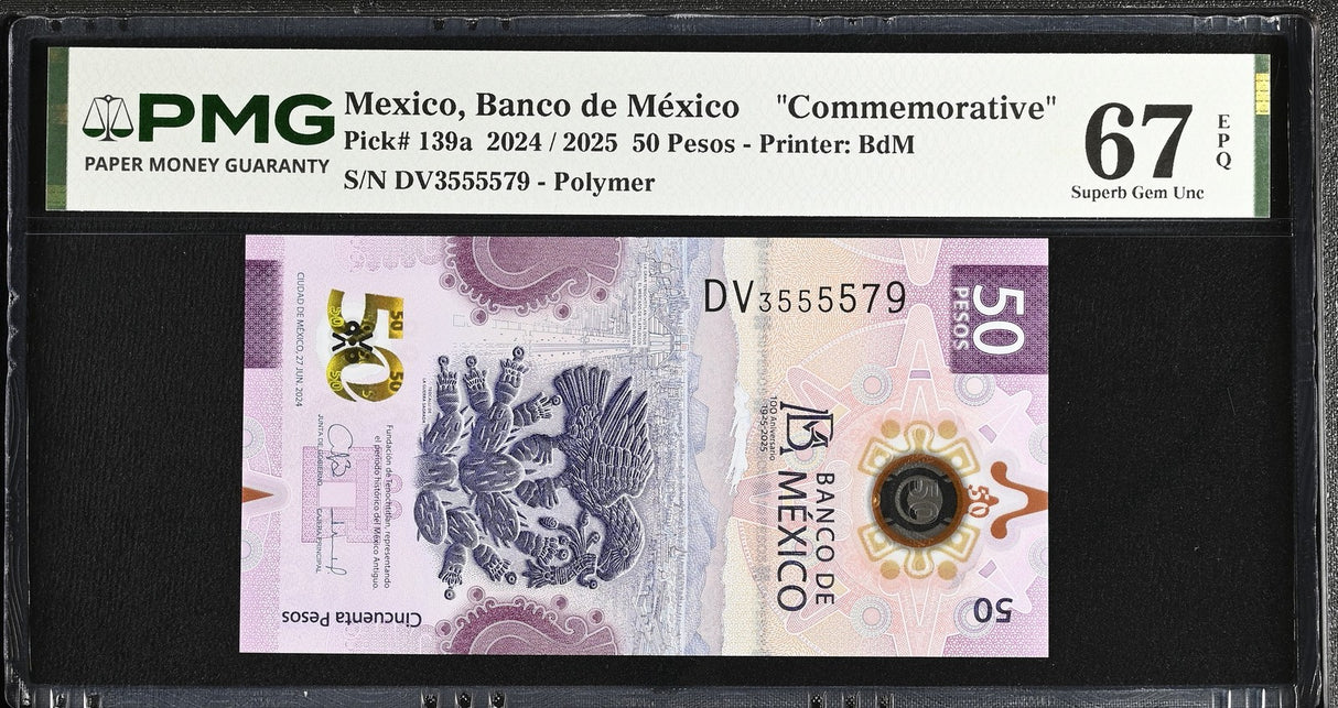 Mexico 50 Pesos 2024 P 139 a Commemorative Superb Gem UNC PMG 67 EPQ