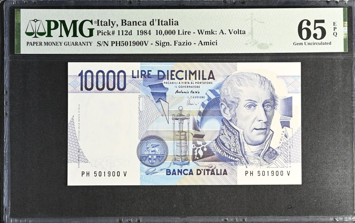 Italy 10000 Lire 1984 P 112 d Gem UNC PMG 65 EPQ