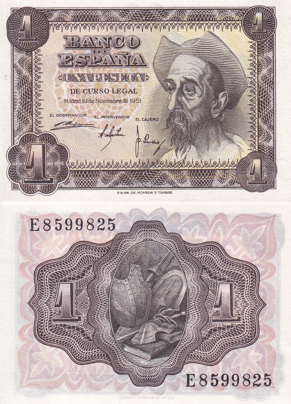 Spain 1 Pesetas 1951 P 139 UNC